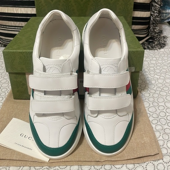 Gucci White and Green Apollo  Sneakers Unisex - Picture 2 of 15